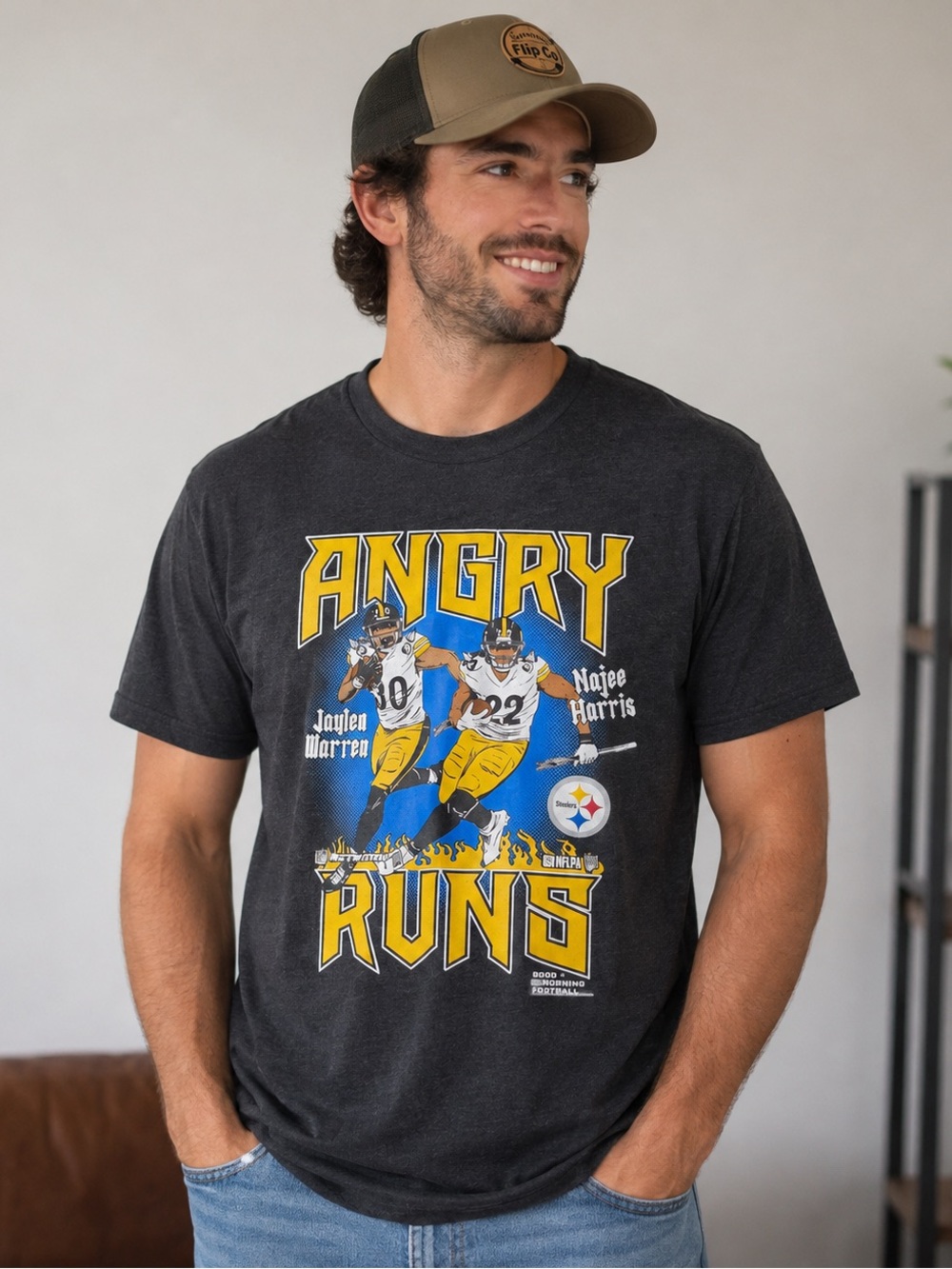 Good Morning Football Angry Runs Steelers Jalen Warren and Najee Harris Men's XL